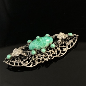 Винтажная чешская брошь с пекинским стеклом, 1960-е гг. 002004 - фото 23095