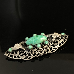 Винтажная чешская брошь с пекинским стеклом, 1960-е гг. 002004 - фото 23096