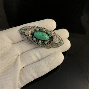 Винтажная чешская брошь с пекинским стеклом, 1960-е гг. 002004 - фото 23098