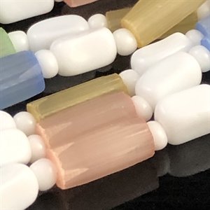 Трехрядное чешское колье из сатинового стекла, Чехословакия 1970-е гг. 002038 - фото 23794