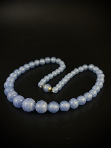 Короткие чешские бусы из голубого стекла, 36 см, 1950-е гг. 002054