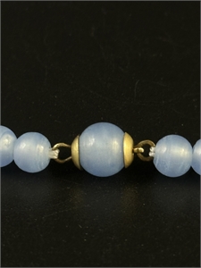 Короткие чешские бусы из голубого стекла, 36 см, 1950-е гг. 002054