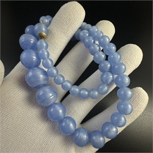 Короткие чешские бусы из голубого стекла, 36 см, 1950-е гг. 002054