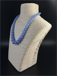 Короткие чешские бусы из голубого стекла, 36 см, 1950-е гг. 002054