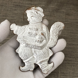 Антикварная ёлочная игрушка Кот-Баюн с гуслями, объёмный картонаж, СССР, 1940-е гг. 001217 - фото 411