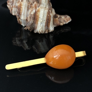 Зажим для галстука с природным янтарём, СССР, Калининград, 1969 год 001305 - фото 4421