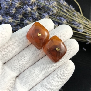 Запонки из формованного янтаря, СССР, 1976 год 001426 - фото 4478