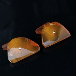 Запонки из цельного природного янтаря, СССР, 1970-1980-е гг. 001413 - фото 4494