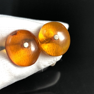 Запонки из цельных кусков янтаря, СССР, 1970-1980-е гг. 001751 - фото 4520