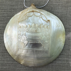 Икона на раковине (перламутр), «Тайная вечеря», Палестина, XIX век 000027 - фото 4618