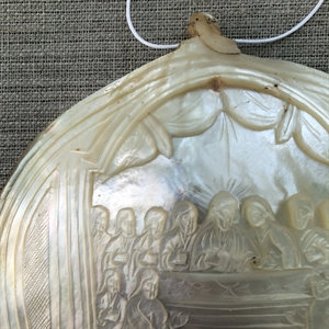 Икона на раковине (перламутр), «Тайная вечеря», Палестина, XIX век 000027 - фото 4619