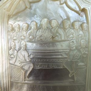 Икона на раковине (перламутр), «Тайная вечеря», Палестина, XIX век 000027 - фото 4620