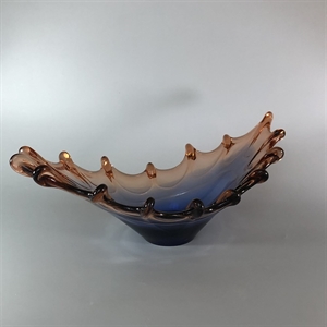 Конфетница «Волна», гутное стекло, СССР, 1970-е гг. 001565 - фото 6750