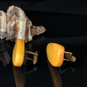 Крупные запонки из старинного пейзажного янтаря, СССР, 1970-1980-е гг. 000971 - фото 7017