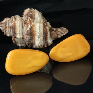 Крупные запонки из старинного пейзажного янтаря, СССР, 1970-1980-е гг. 000971 - фото 7020