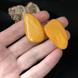 Крупные запонки из старинного пейзажного янтаря, СССР, 1970-1980-е гг. 000971 - фото 7024