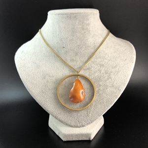 Кулон на цепочке «Солнце» из цельного природного янтаря, СССР, 1980-е гг. 001476 - фото 7490