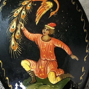 Лаковая брошь-миниатюра «Жар-птица», СССР, Мстера, 1980-90 гг. 001172