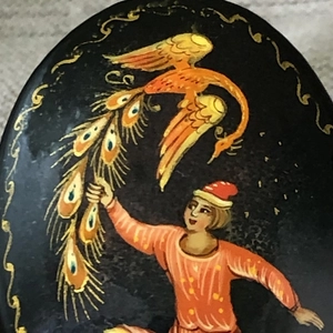 Лаковая брошь-миниатюра «Жар-птица», СССР, Мстера, 1980-90 гг. 001172