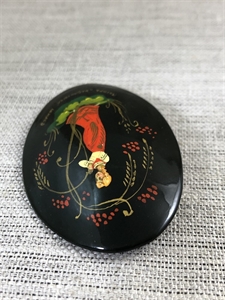 Лаковая брошь-миниатюра «Рябинушка», Мстера, СССР, 1980-90 гг. 001169 - фото 7682