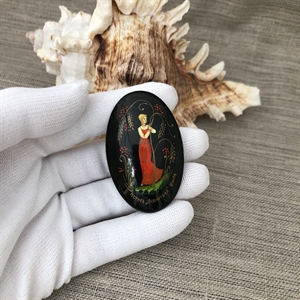 Лаковая брошь-миниатюра «Рябинушка», СССР, Мстёра, 1980-90 гг. 001340 - фото 7727