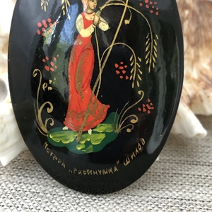 Лаковая брошь-миниатюра «Рябинушка», СССР, Мстёра, 1980-90 гг. 001345 - фото 7757
